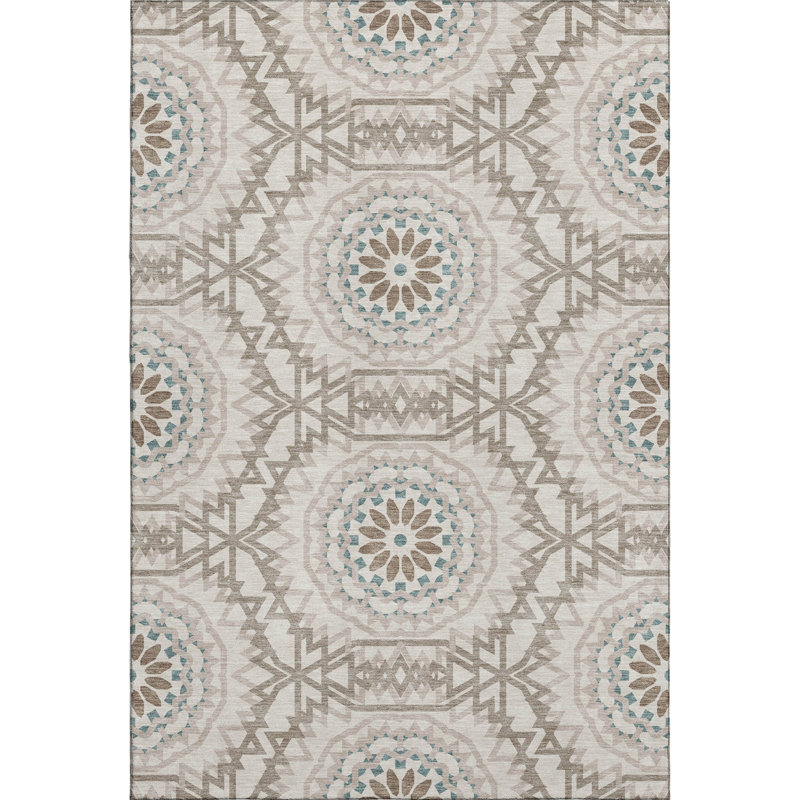 Premium Machine Washable Cerrito Beige Rug, Rectangle 5' x 7'6"