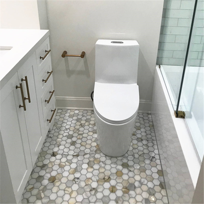 Calacatta 12" x 10" Marble Mosaic Tile, White/Gray