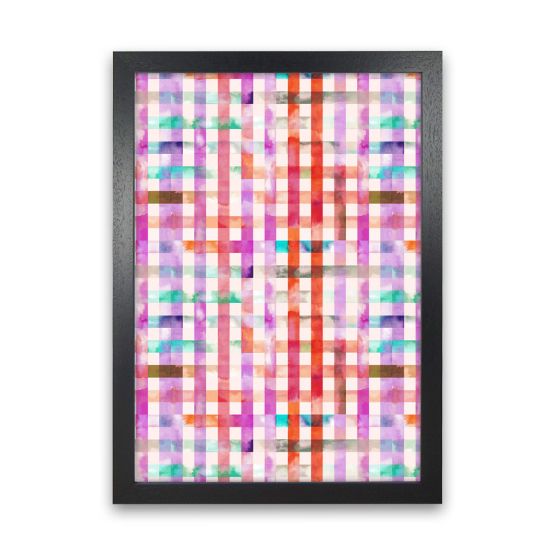 Gingham Vichy Pink - Print, Black Framed, 63cm H x 46cm W x 3cm D