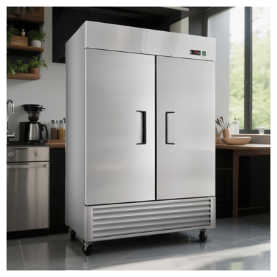 54'' Commercial Reach-In Refrigerator - 49 Cu.Ft Two Door Stainless Steel Upright Refrigerator with Digital Temperature Control, ETL Certified for Restaurant & Food Service
