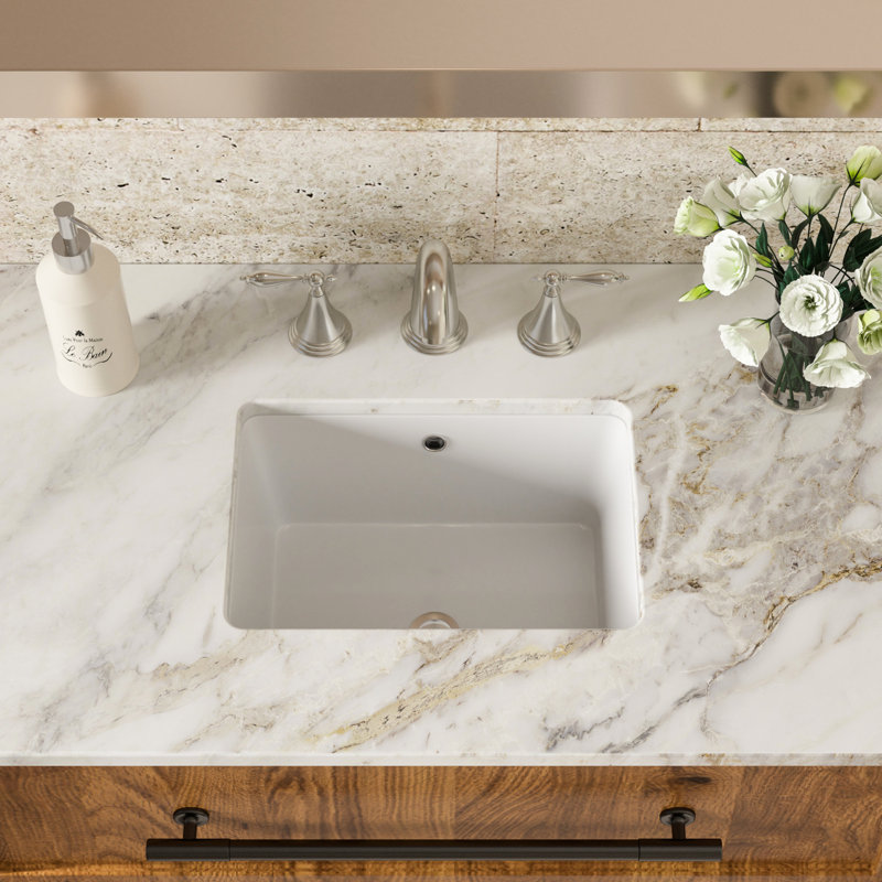 18"X12" White Ceramic Sink With Overflow - Undermount, Stylish, Acid- For Multiple Locations Undermount Bathroom White, Stylish Design, Low Water Absorption Various Areas