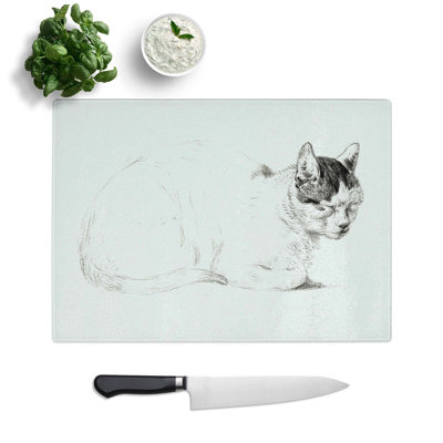 Tempered Glass Cat Resting Chopping Board