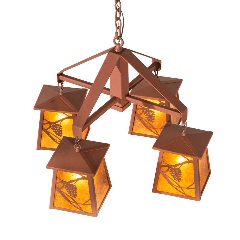 Rustic Lodge 4 - Light Chandelier, Rust