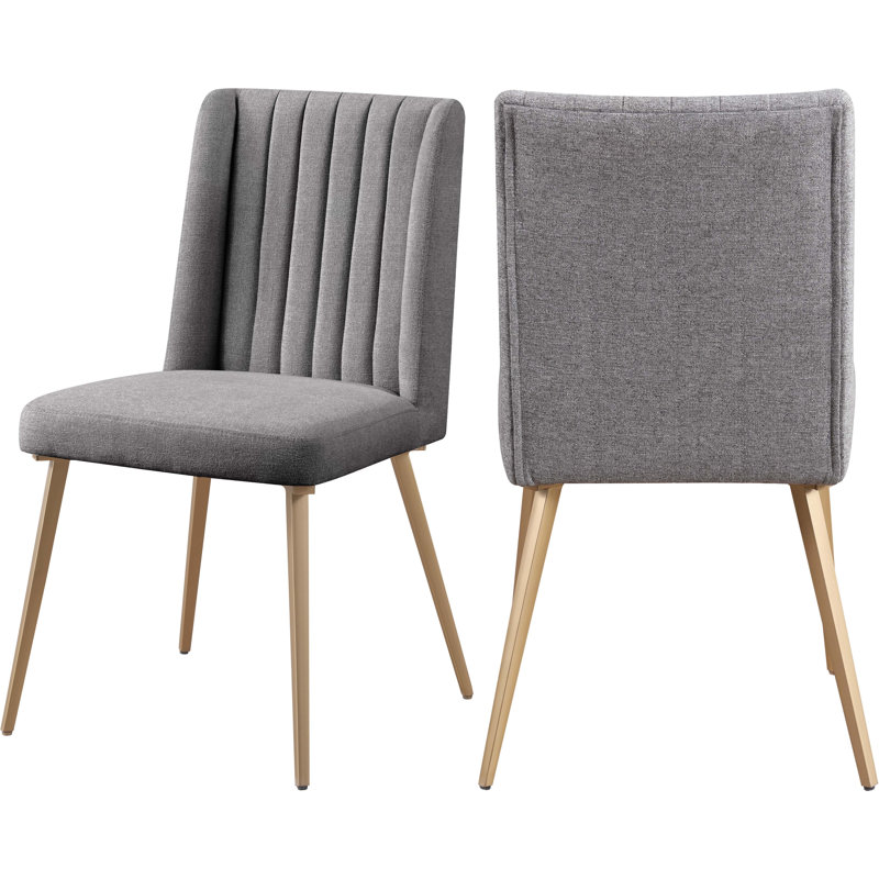 Eleanor Wingback Side Chair, Grey Linen Textured Fabric