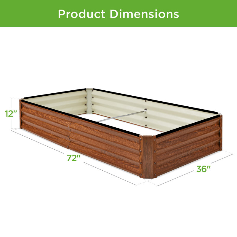 Rollon Metal Raised Garden Bed, Brown
