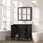 Meuble-lavabo de 35,5 po, noir, lavabo en résine, armoire spacieuse, charnières, surface imperméable, tiroirs de conception américaine, conception à éclaboussures, fabrication en contreplaqué, durabilité
