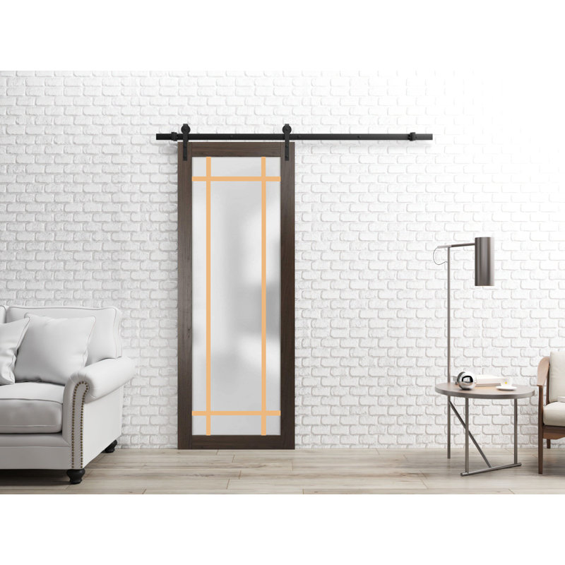 Porte de grange en bois manufacturé 2113, Chocolat cendré / noir, 36 po x 96 po