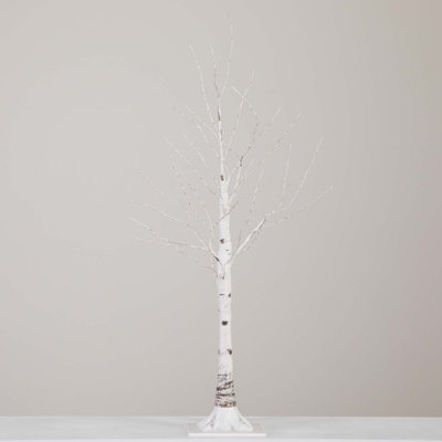 3ft. Pre-Lit Artificial White Birch Tree with 120 Warm White LED Lights
