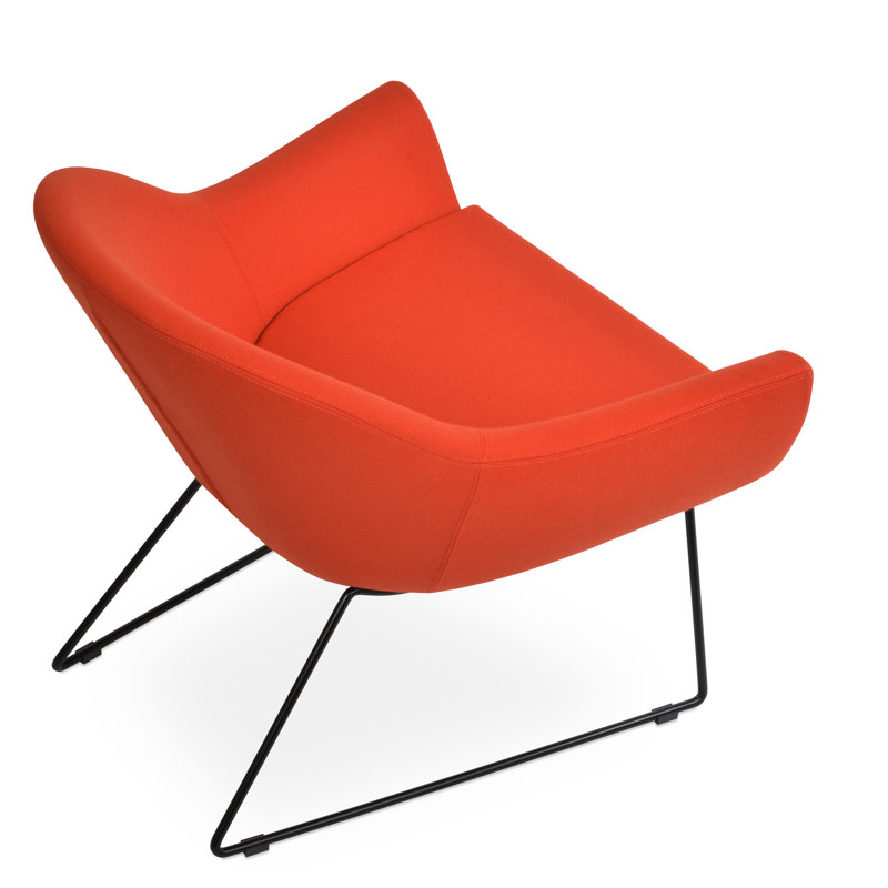 Fauteuil Madison, Noir, Laine orange