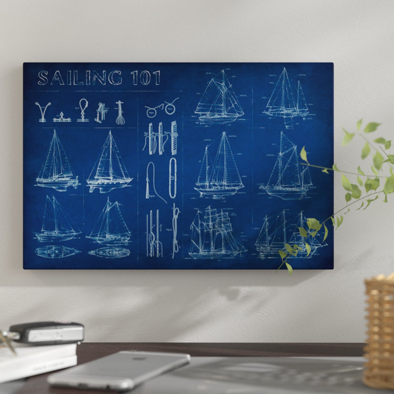«Sailing Infograph» par Ethan Harper - impression sur toile tendue, H 18 po x l 26 po x P 1,5 po, Pas de tapis, Toile tendue