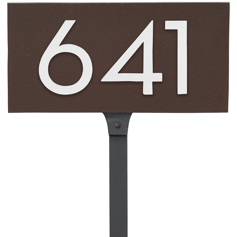Enseigne d’adresse flottante sur 1 ligne, Bronze romain, Blanc, Oui