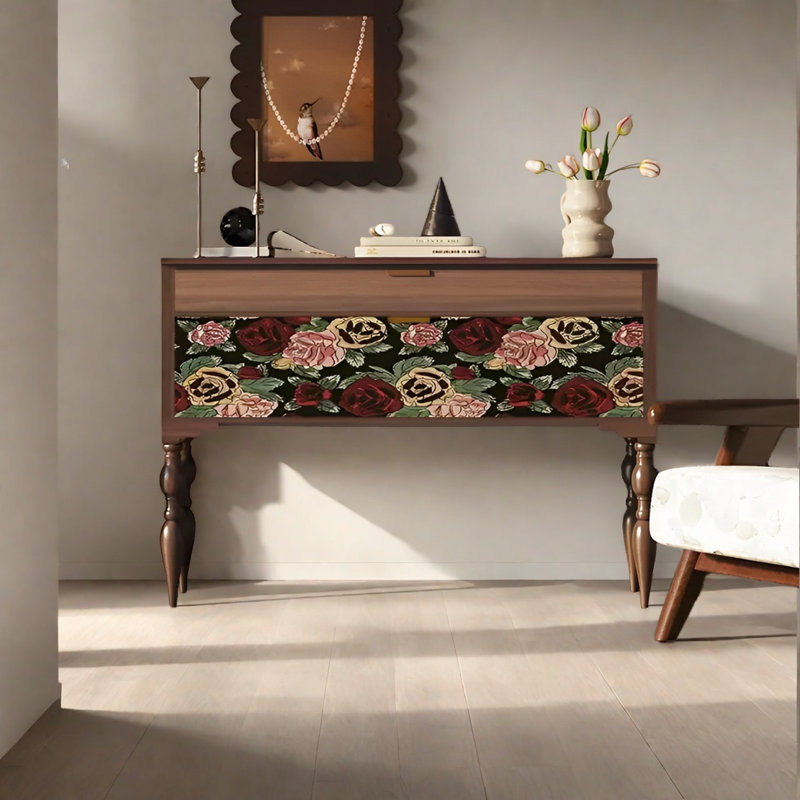 Console rétro avec tiroirs, Brun