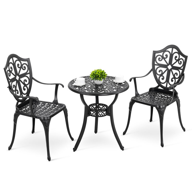Forclover 3-Piece Outdoor Bistro Set 3-Piece Rattan Patio Conversation