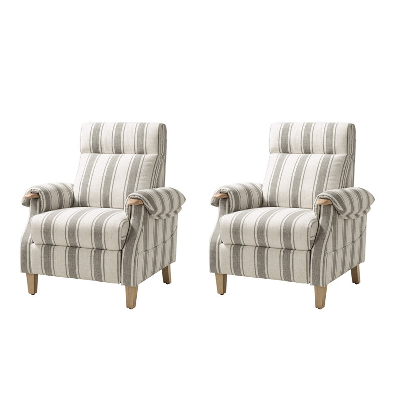 Fauteuil inclinable manuel en polyester Adamsville Farmhouse, Gris à rayures