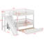 Lit superposé avec glissière, lit gigogne et escalier de rangement, lit superposé en bois massif compact-722142818