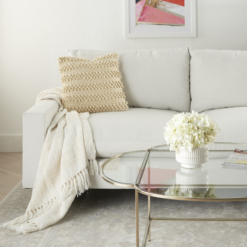  Housse de coussin rectangulaire et insert, Beige, H 17 po x l 17 po, Carré