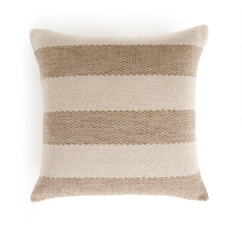 Tarbett Beige and Off-White Striped Square Outdoor Pillow