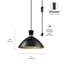Luminaire suspendu 1 lumière noir mat et laiton avec cordon de 15 pi et interrupteur en ligne