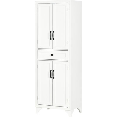 Armoire de cuisine de 67 po de hauteur à 4 portes avec tiroir et tablettes réglables, blanc pour la salle à manger - Rendez votre espace de rangement plus efficace et attrayant