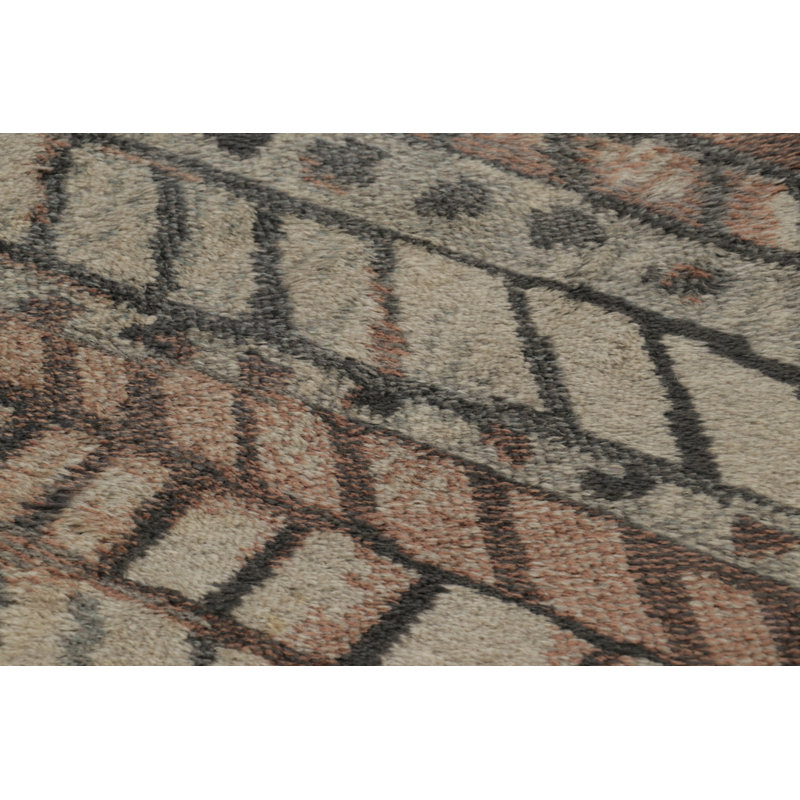 Vintage Swedish Rya Rug, Scandinavian Geometric Patterns In Gray - Rug & Kilim