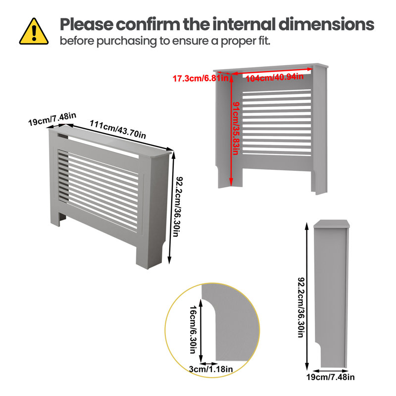Nehlani Radiator Cover, 92.2cm H x 111cm W x 19cm D