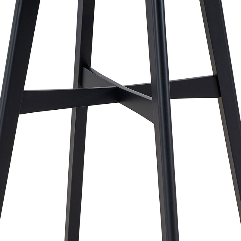Ensemble de 2 chaises de bar en bois avec tabourets à hauteur de comptoir avec dossier et repose-pieds pour restaurant, Noir