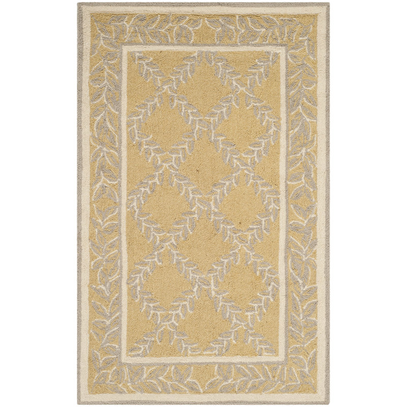 Jonsson Hand Hooked Wool Pile Geometric Rug, Rectangle 2'6" x 4'