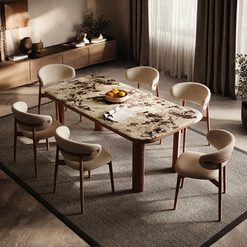 Ensemble de table de salle à manger rectangulaire moderne en faux marbre, H 29,5 po x L 55,1 po x l 31,5 po