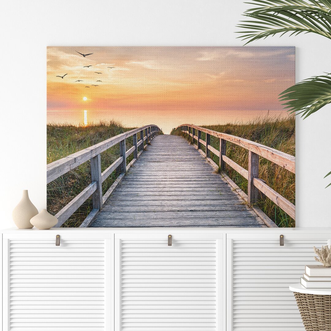 Leinwandbild Wooden Path To The Sea Xcm – Premium Leinwanddruck – Kunstdruck Auf Cm Holz-Keilrahmen Für Schlaf- Und Wohn...