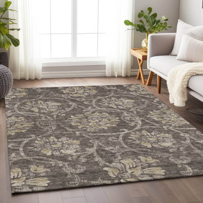 Premium Machine Washable Prisco Brown Rug