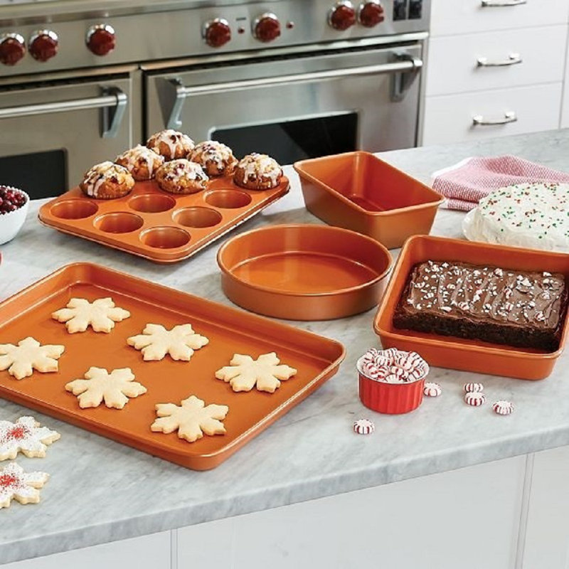 Copper Nonstick Aluminum Cookie Sheet with Ceramic Coating