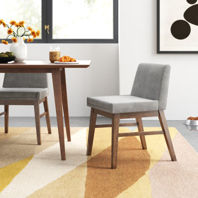 Atiba Upholstered Side Chair in Gray/Walnut by Wade Logan