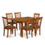 Chaises de salle à manger Milan - Chaises en bois recouvertes de tissu lin, ensemble de 2, selle brune-134303945-117220341