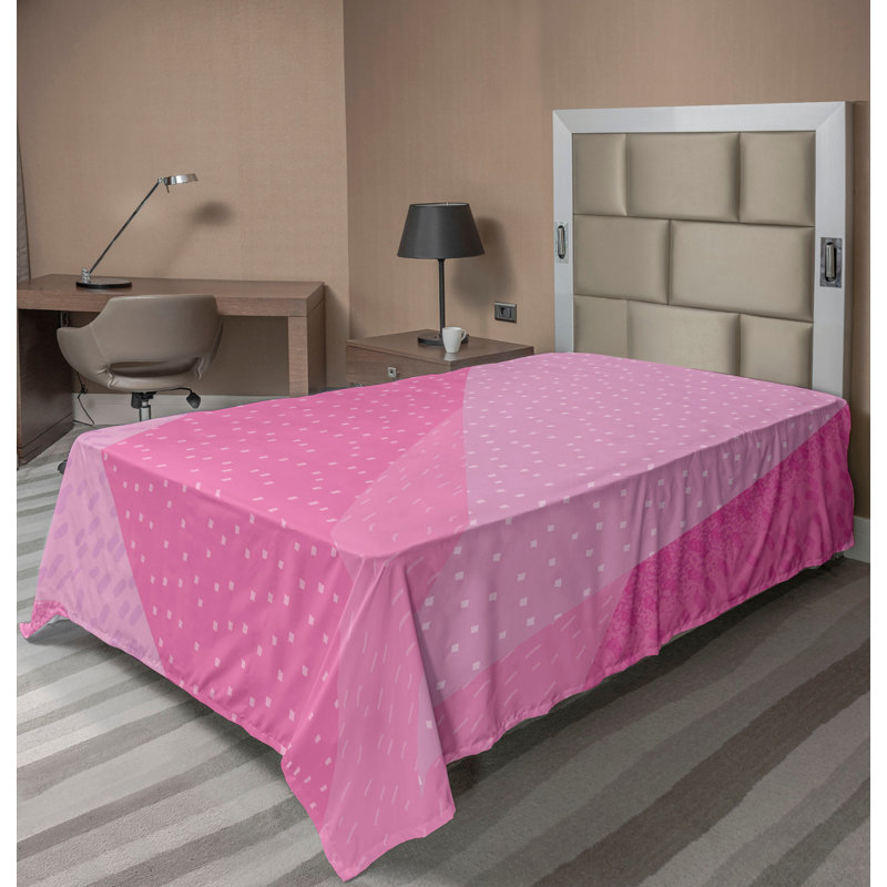 Drap plat moderne de style bohème Ambesonne, Drap plat pour lit simple, Pale Fuchsia/Soft Pink Geometric 3