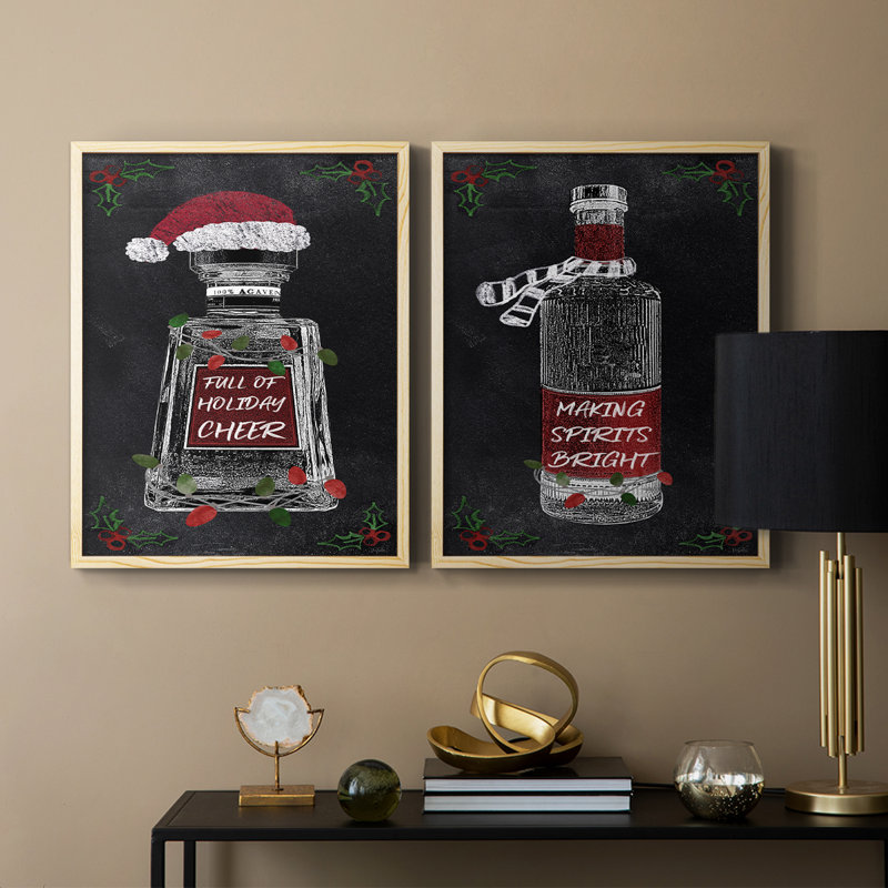 «Holiday Spirits I», reproduction encadrée de qualité supérieure - prête à être accrochée - aucun clou requis - aucun clou requis