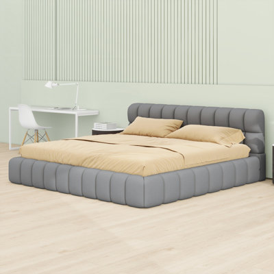 Solid Frame Upholstered Platform Bed
