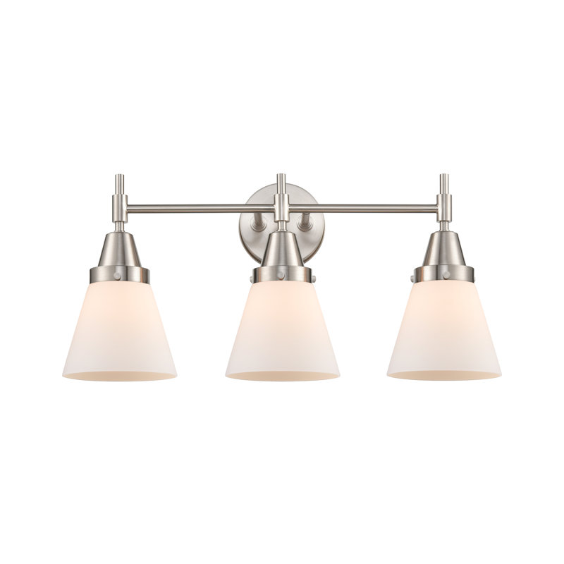 Éclairage pour meuble-lavabo à 3 lumières à intensité variable Gayle, Nickel satiné, Ampoule DEL rétro 4 watts, Blanc mat