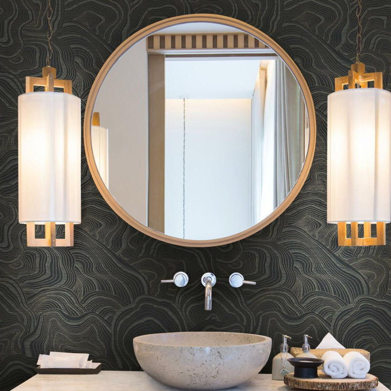 Geodes Abstract Metallic Wallpaper Double Roll, Black