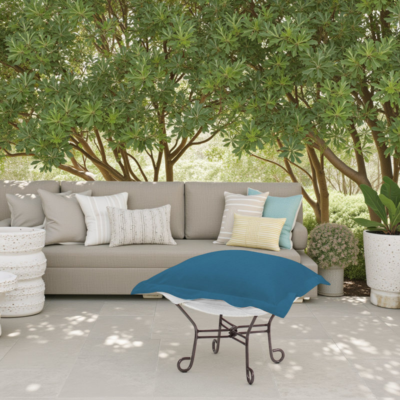 Housse pour repose-pieds Misayo Puff, Turquoise paysage marin