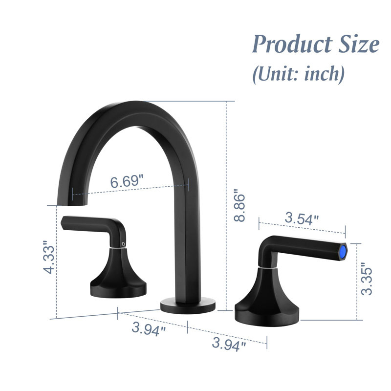 Widespread 2-handle Bathroom Faucet, Matte Black
