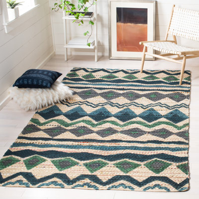Tapis géométrique en coton tissé à la main Burrell Cedar Brook