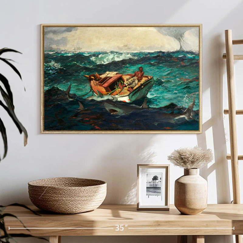Le Gulf Stream 1899, 25 po x 17 po, Cadre flottant en bois naturel