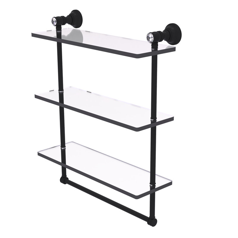 Étagère en cristal triée triple 3 pièces Freyja, Noir mat, H 5,54 po x l 16 po x P 19,7 po