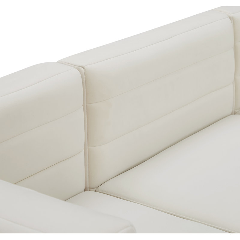 Fauteuil d'angle Enso, Velours crème