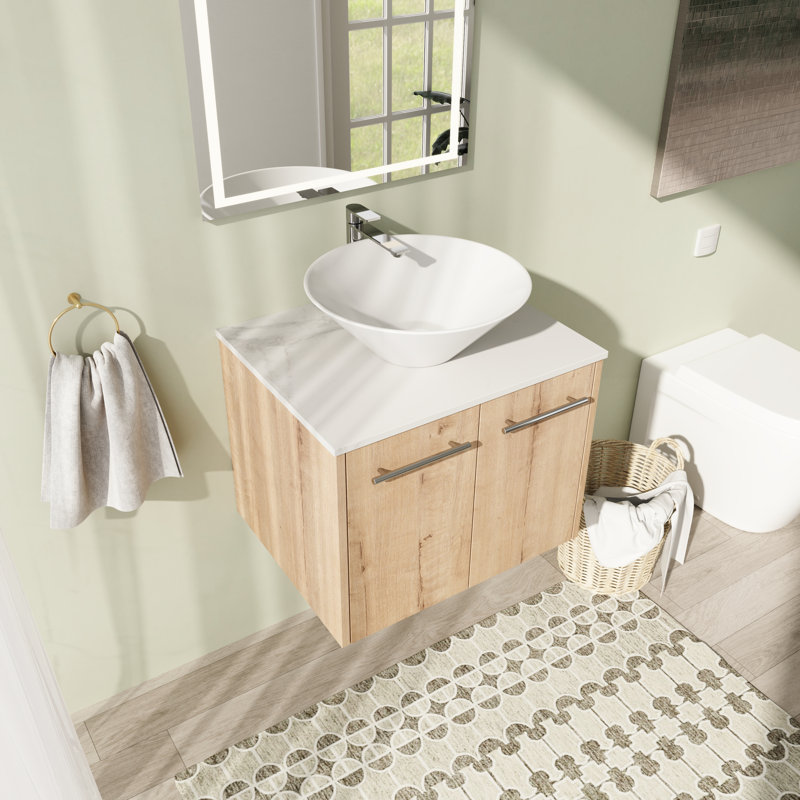 Meuble-lavabo simple mural 24 po avec comptoir en céramique 24 po