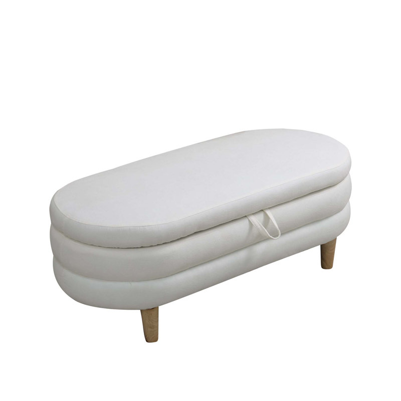 Repose-pieds rembourré avec rangement, Beige