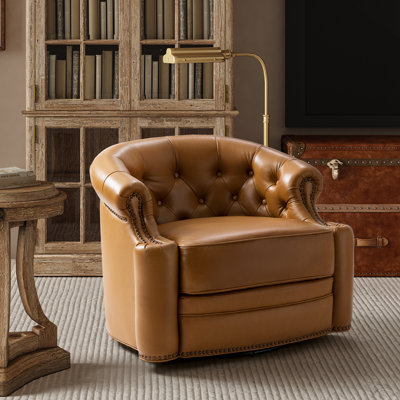 Toiya 31.5" Wide Genuine Leather Swivel Chair