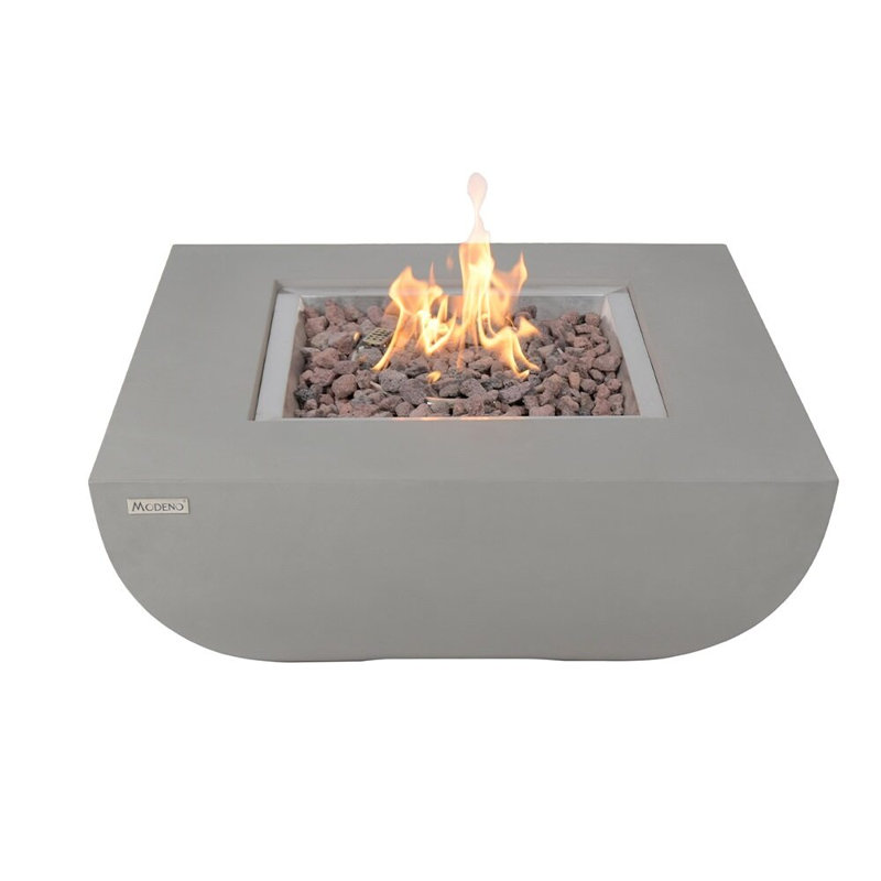 Square Concrete Fire Pit Table, Propane, Grey