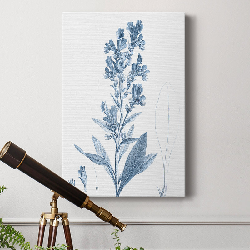 Antique Botanical In Blue III - impression sur toile tendue, H 36 po x l 24 po x P 1 po