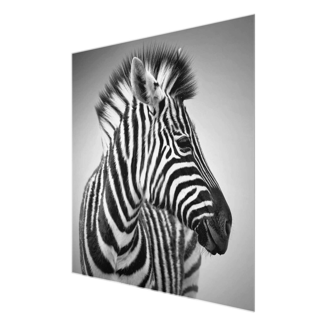 Glasbild Zebra-Baby-Porträt II